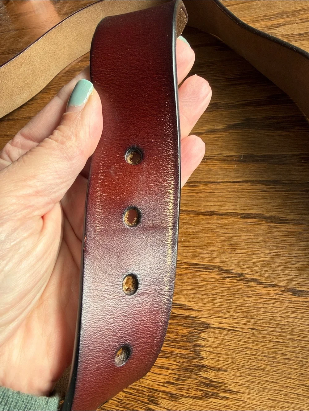 Giorgio Armani Burgundy Leather Belt with Silver Buckle